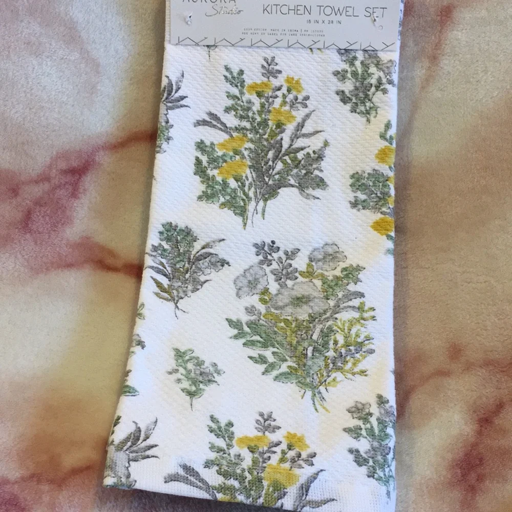 Spring Wild Flowers Farmhouse Kitchen Towels Set of 2 Aurora Studio NWT cotton - Picture 16 of 16